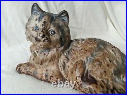 Antique Cast Iron Fireside Cat Doorstop Figurine by Hubley