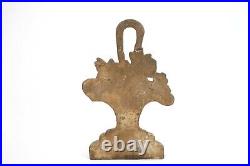 Antique Cast Iron Flower Basket Door Stop 8 1/4 Inches Tall
