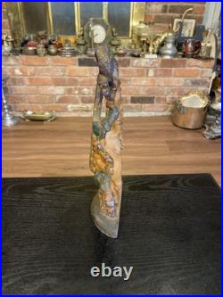 Antique Cast Iron Flower Basket Doorstop With Bow On Handle #31, Original Paint