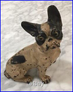 Antique Cast Iron French BULL DOG Doorstop Boston Terrier Boxer Statue Sitting
