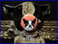 Antique Cast Iron French Bulldog Boston Terrier Puppy Dog'IMP' Hubley Doorstop