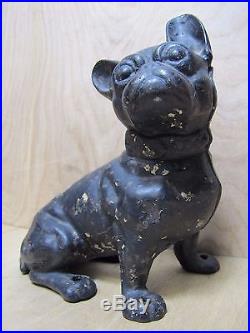 Antique Cast Iron French Bulldog Doorstop Decorative Art Whimsical Dog Statue