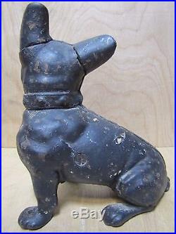 Antique Cast Iron French Bulldog Doorstop Decorative Art Whimsical Dog Statue