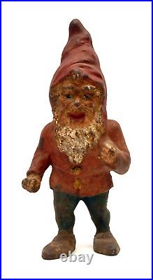 Antique Cast Iron Garden Gnome / Doorstop Original Paint