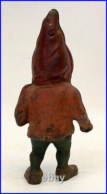 Antique Cast Iron Garden Gnome / Doorstop Original Paint