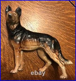 Antique Cast Iron German Shepherd Dog Doorstop Heavy 9 Original