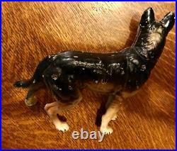 Antique Cast Iron German Shepherd Dog Doorstop Heavy 9 Original