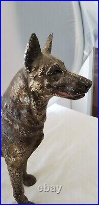Antique Cast Iron German Shepherd Doorstop Dog Statue Art. Very Nice