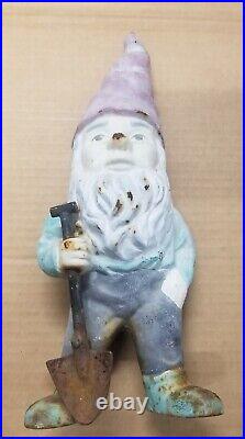 Antique Cast Iron Gnome Door Stop Keeper of the Shovel