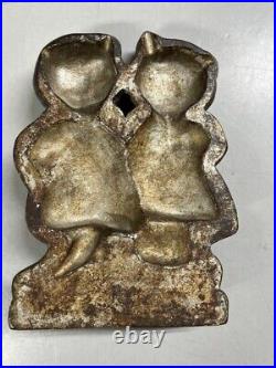 Antique Cast Iron HUBLEY Cat Twin Kittens Grace Drayton Doorstop Original Paint