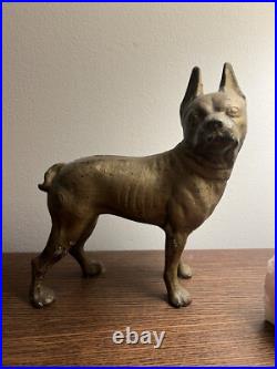 Antique Cast Iron HUBLEY Dog Doorstop Statue Figurine Boston Terrier 8.75 Tall