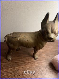 Antique Cast Iron HUBLEY Dog Doorstop Statue Figurine Boston Terrier 8.75 Tall