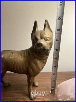 Antique Cast Iron HUBLEY Dog Doorstop Statue Figurine Boston Terrier 8.75 Tall