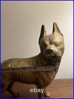 Antique Cast Iron HUBLEY Dog Doorstop Statue Figurine Boston Terrier 8.75 Tall