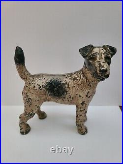 Antique Cast Iron Hubley  Airedale/Fox Terrier Hunting Dog Doorstop