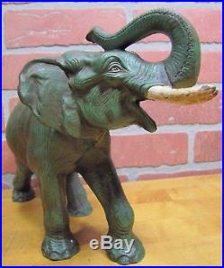 Antique Cast Iron Hubley Elephant Decorative Art Doorstop Orig Old Pnt Exquisite
