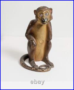 Antique Cast Iron Hubley Monkey with Curled Tail Door Stop