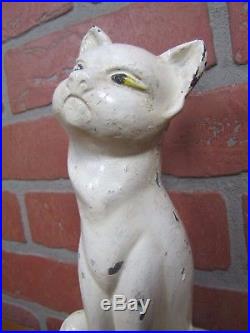 Antique Cast Iron Hubley Sitting Cat Tilted Head Doorstop Decorative Art Statue