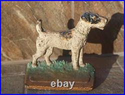 Antique Cast Iron Hubley Terrier Dog Doorstops / Bookends