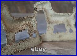 Antique Cast Iron Hubley Terrier Dog Doorstops / Bookends