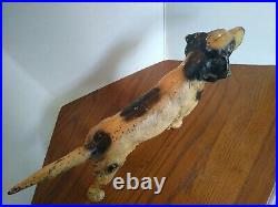 Antique Cast Iron Hunting Dog Doorstop Pointer or Spaniel Large Vintage Hubley