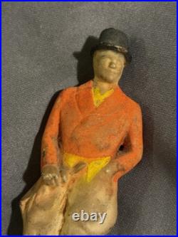 Antique Cast Iron Huntsman Fox Hunting Equestrian Door Stop great surface