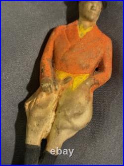 Antique Cast Iron Huntsman Fox Hunting Equestrian Door Stop great surface
