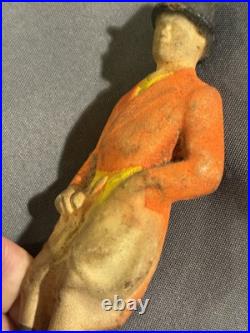 Antique Cast Iron Huntsman Fox Hunting Equestrian Door Stop great surface
