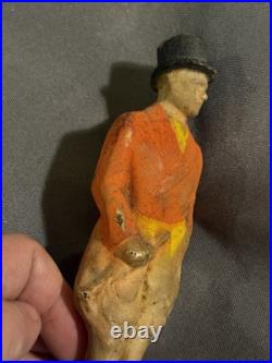 Antique Cast Iron Huntsman Fox Hunting Equestrian Door Stop great surface