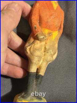 Antique Cast Iron Huntsman Fox Hunting Equestrian Door Stop great surface