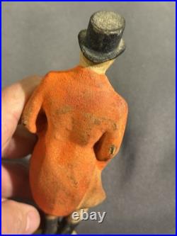 Antique Cast Iron Huntsman Fox Hunting Equestrian Door Stop great surface