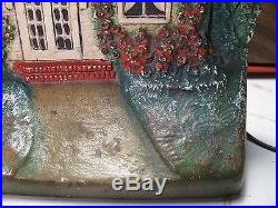 Antique Cast Iron JUDD C. J. O. Country Cottage Hand Painted Flowers Door Stop
