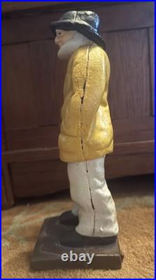 Antique Cast Iron Large Old Salt Fisherman Doorstop 10.5 Tall Heavy Rare VGC