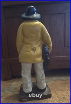 Antique Cast Iron Large Old Salt Fisherman Doorstop 10.5 Tall Heavy Rare VGC