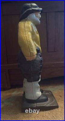 Antique Cast Iron Large Old Salt Fisherman Doorstop 10.5 Tall Heavy Rare VGC