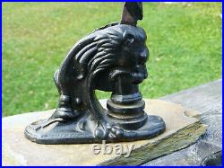 Antique Cast Iron Lion's Head Notary Seal State of Vermont A Great Doorstop