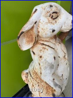 Antique Cast Iron Metal BUNNY RABBIT Statue Door Stop Garden Yard Decor 14 RARE