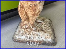 Antique Cast Iron Metal BUNNY RABBIT Statue Door Stop Garden Yard Decor 14 RARE