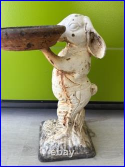 Antique Cast Iron Metal BUNNY RABBIT Statue Door Stop Garden Yard Decor 14 RARE