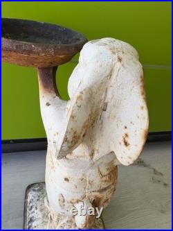 Antique Cast Iron Metal BUNNY RABBIT Statue Door Stop Garden Yard Decor 14 RARE
