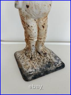 Antique Cast Iron Metal BUNNY RABBIT Statue Door Stop Garden Yard Decor 14 RARE