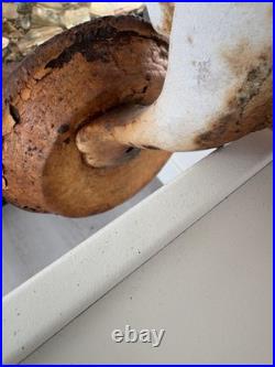 Antique Cast Iron Metal BUNNY RABBIT Statue Door Stop Garden Yard Decor 14 RARE