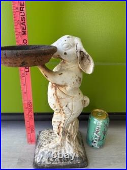 Antique Cast Iron Metal BUNNY RABBIT Statue Door Stop Garden Yard Decor 14 RARE