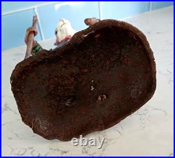 Antique Cast Iron Metal Rabbit Doorstop Figurine 9 Tall Vtg With Walking Stick