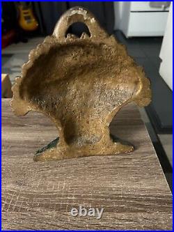 Antique Cast Iron Mixed Basket Door Stop very heavy 9x7 Hubley #15 Flowers Antique Cast Iron Mixed Basket Door Stop very heavy 9x7 Hubley #15 Flowers