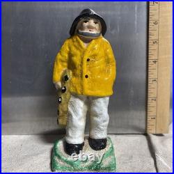 Antique Cast Iron Old Salt Fisherman 6-1/2 Heavy
