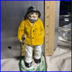 Antique Cast Iron Old Salt Fisherman 6-1/2 Heavy