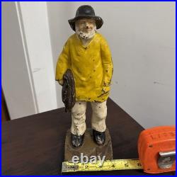 Antique Cast Iron Old Salt Nautical Sailor Fisherman Doorstop