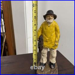 Antique Cast Iron Old Salt Nautical Sailor Fisherman Doorstop