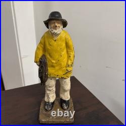 Antique Cast Iron Old Salt Nautical Sailor Fisherman Doorstop
